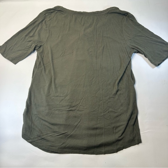 Ingrid and Isabel Maternity Button Shirt Womens Top XXL Olive Ribbed Stretch - Picture 3 of 12